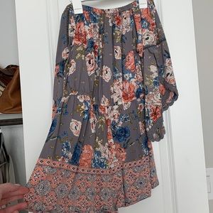 Off the shoulder, long sleeve romper